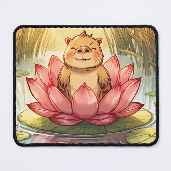 Item preview, Zen Capybara Lotus Pond Watercolor Illustration designed and sold by TheFrameVault.