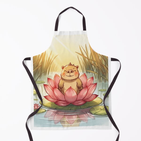Item preview, Zen Capybara Lotus Pond Watercolor Illustration designed and sold by TheFrameVault.