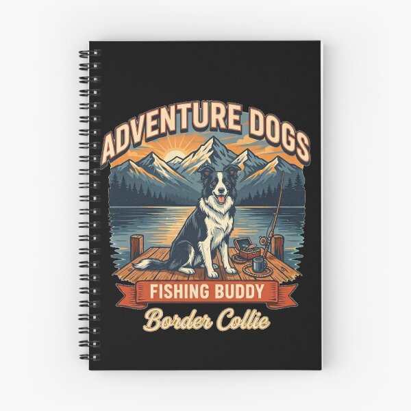 Item preview, Adventure Dogs – Fishing Buddy | Border Collie Vintage Fishing designed and sold by No Excuses Supply.