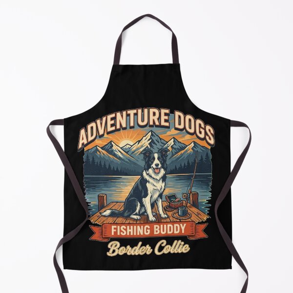 Item preview, Adventure Dogs – Fishing Buddy | Border Collie Vintage Fishing designed and sold by No Excuses Supply.