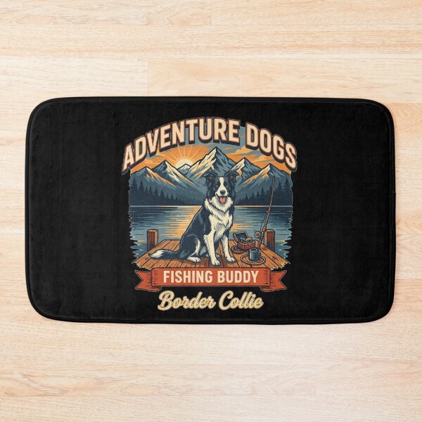 Item preview, Adventure Dogs – Fishing Buddy | Border Collie Vintage Fishing designed and sold by No Excuses Supply.