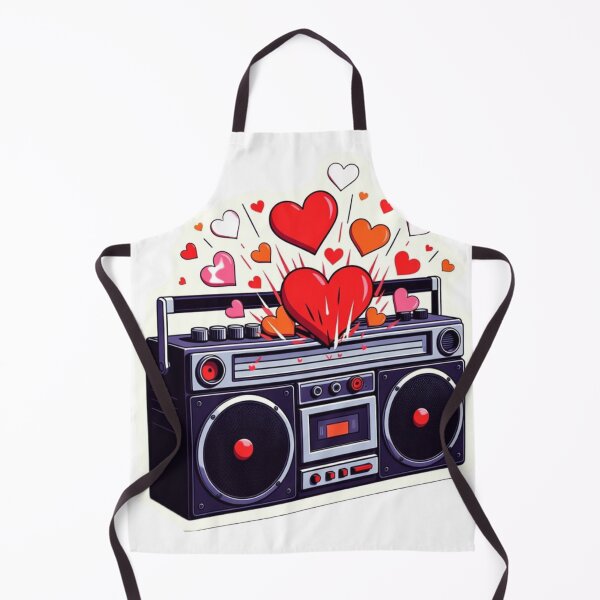 Item preview, Retro Charcoal Boombox Sticker with Bursting Red Love Hearts designed and sold by GeekStickerLab.
