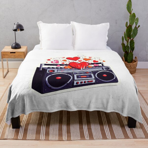 Item preview, Retro Charcoal Boombox Sticker with Bursting Red Love Hearts designed and sold by GeekStickerLab.