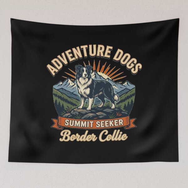 Item preview, Adventure Dogs – Summit Seeker | Border Collie Vintage Mountain Hiking designed and sold by No Excuses Supply.