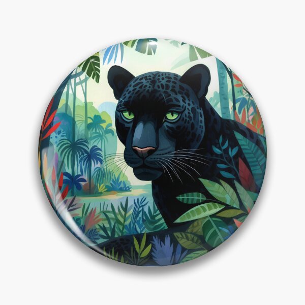 Item preview, Black Panther in Tropical Jungle – Vibrant Wildlife Illustration designed and sold by NightSpell.