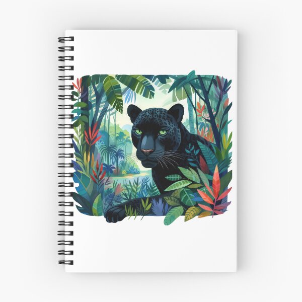 Item preview, Black Panther in Tropical Jungle – Vibrant Wildlife Illustration designed and sold by NightSpell.