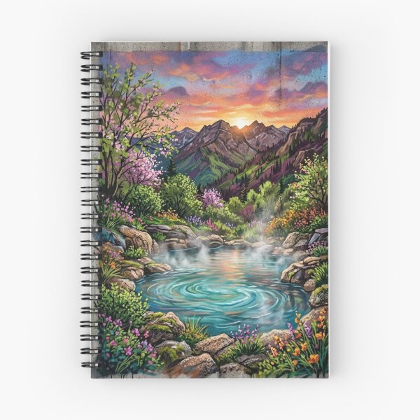 Item preview, HOT SPRINGS OASIS IN THE MOUNTAINS AT SUNSET: URBAN ART AND WILDLIFE designed and sold by Curiosiart.