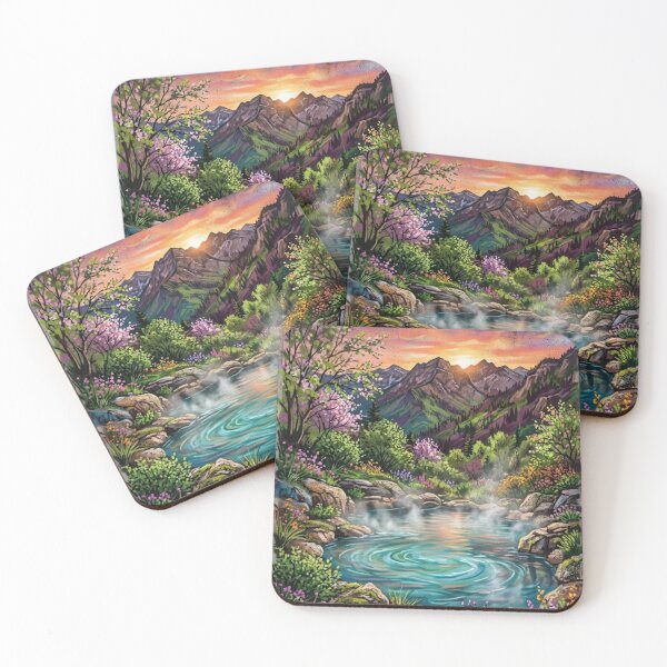 Item preview, HOT SPRINGS OASIS IN THE MOUNTAINS AT SUNSET: URBAN ART AND WILDLIFE designed and sold by Curiosiart.