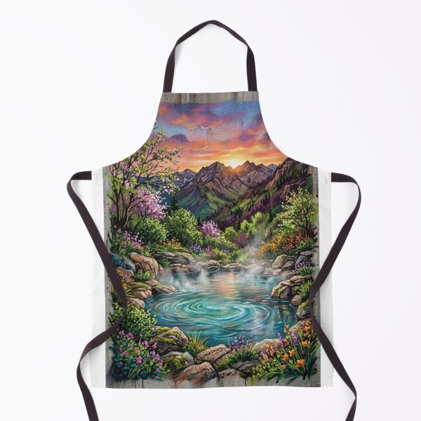 Item preview, HOT SPRINGS OASIS IN THE MOUNTAINS AT SUNSET: URBAN ART AND WILDLIFE designed and sold by Curiosiart.
