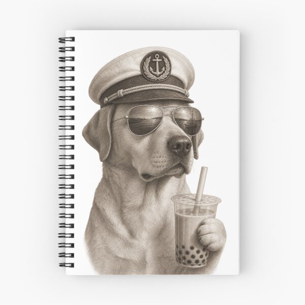 Item preview, Cool Labrador Captain, Sepia Vintage Dog with Bubble Tea Design designed and sold by Jandedan.