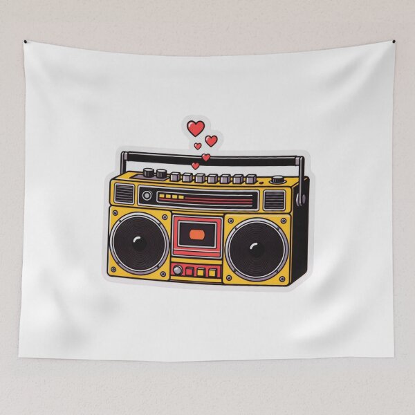 Item preview, Retro Yellow Boombox Sticker Vintage 70s 80s Music Aesthetic designed and sold by GeekStickerLab.