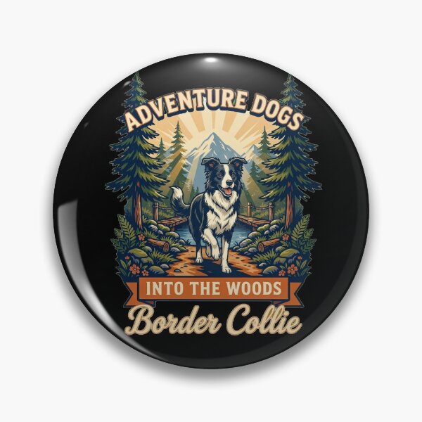 Item preview, Adventure Dogs – Into the Woods | Border Collie Hiking Vintage Outdoor designed and sold by No Excuses Supply.