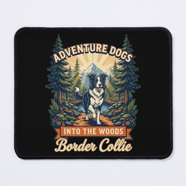 Item preview, Adventure Dogs – Into the Woods | Border Collie Hiking Vintage Outdoor designed and sold by No Excuses Supply.