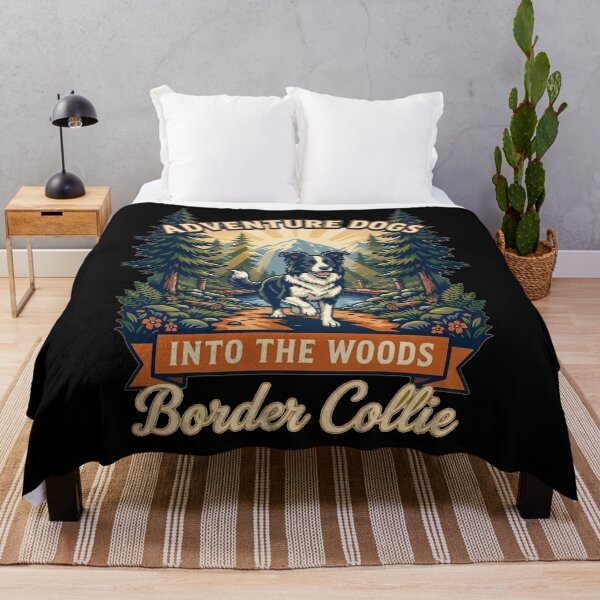 Item preview, Adventure Dogs – Into the Woods | Border Collie Hiking Vintage Outdoor designed and sold by No Excuses Supply.