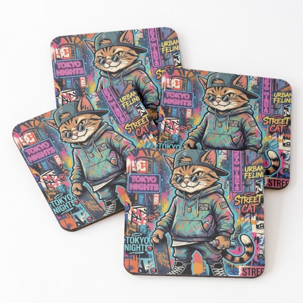 Item preview, Cool Street Cat Tokyo Nights  designed and sold by katiecorners.