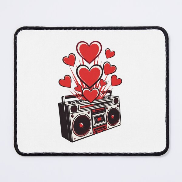 Item preview, 3D Tilted Silver Boombox Sticker with Floating Red Love Hearts designed and sold by GeekStickerLab.