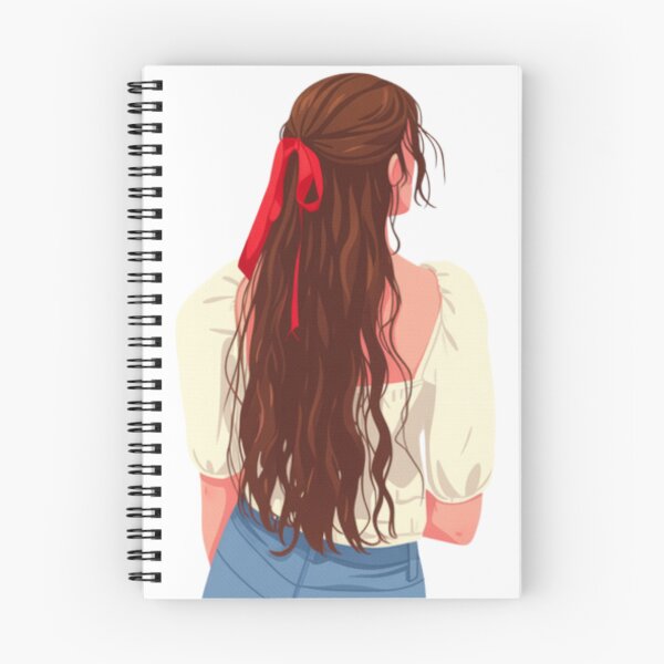 Item preview, Back View of a Girl with Long Wavy Hair and a Red Bow designed and sold by Talic-design.