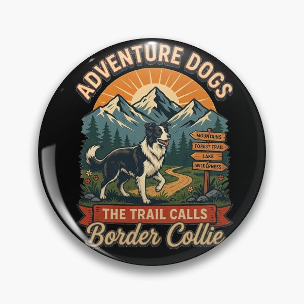 Item preview, Adventure Dogs – The Trail Calls | Border Collie Vintage Hiking designed and sold by No Excuses Supply.