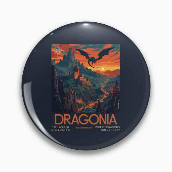 Item preview, Retro Dragonia Travel Poster The Land Of Eternal Fire designed and sold by KaBaRen.