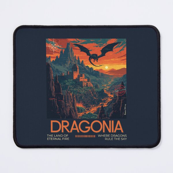 Item preview, Retro Dragonia Travel Poster The Land Of Eternal Fire designed and sold by KaBaRen.