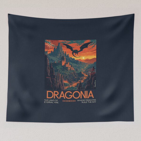 Item preview, Retro Dragonia Travel Poster The Land Of Eternal Fire designed and sold by KaBaRen.