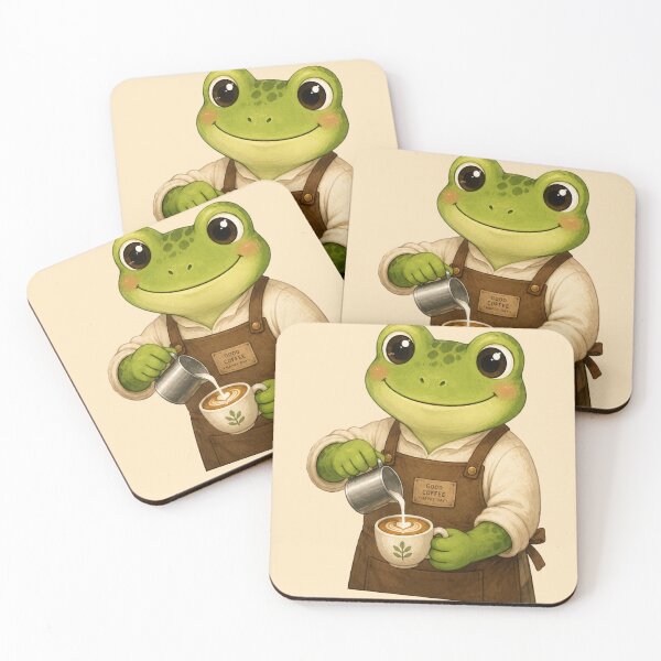 Item preview, Frog Barista – But First, Coffee designed and sold by 4Designbyme.