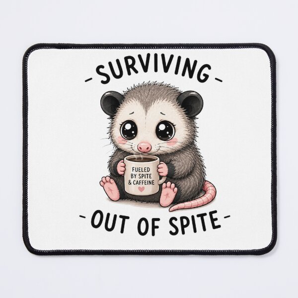 Item preview, Surviving Out Of Spite – Cute Possum Coffee Humor Design designed and sold by MotylekAnia.