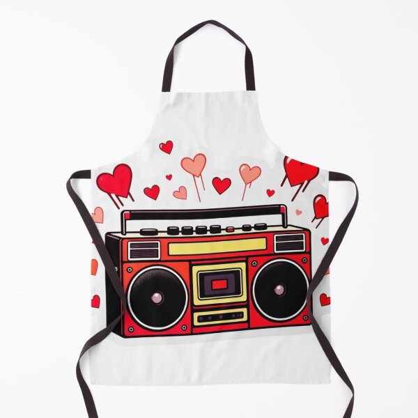 Item preview, Bold Crimson Red Boombox Sticker with Pastel Floating Hearts designed and sold by GeekStickerLab.