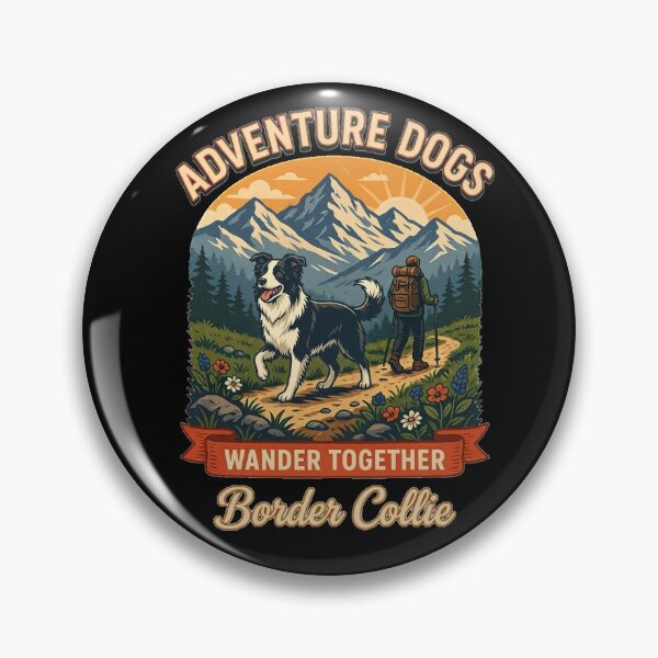 Item preview, Adventure Dogs – Wander Together | Border Collie Vintage Hiking designed and sold by No Excuses Supply.