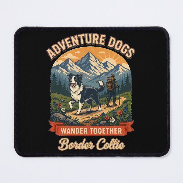 Item preview, Adventure Dogs – Wander Together | Border Collie Vintage Hiking designed and sold by No Excuses Supply.