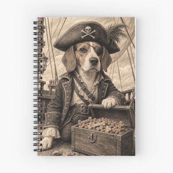 Item preview, Beagle Pirate Captain, Realistic Sepia Dog Treasure Illustration designed and sold by Jandedan.