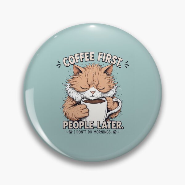 Item preview, Coffee First People Later Funny Cat T-Shirt | Cute Coffee Lover Cat Graphic designed and sold by LONE SPIRIT CO..