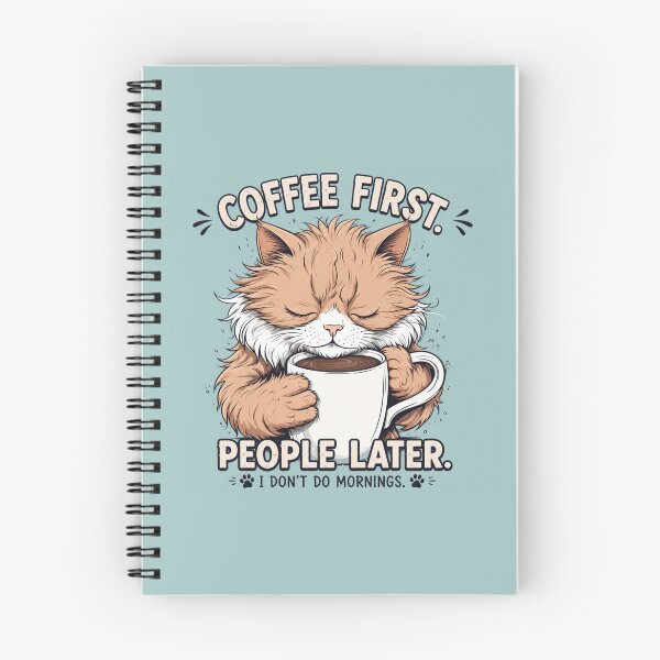 Item preview, Coffee First People Later Funny Cat T-Shirt | Cute Coffee Lover Cat Graphic designed and sold by LONE SPIRIT CO..