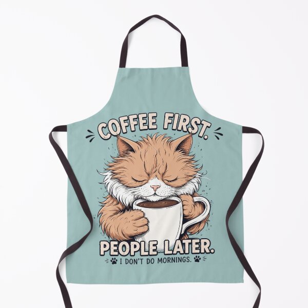 Item preview, Coffee First People Later Funny Cat T-Shirt | Cute Coffee Lover Cat Graphic designed and sold by LONE SPIRIT CO..