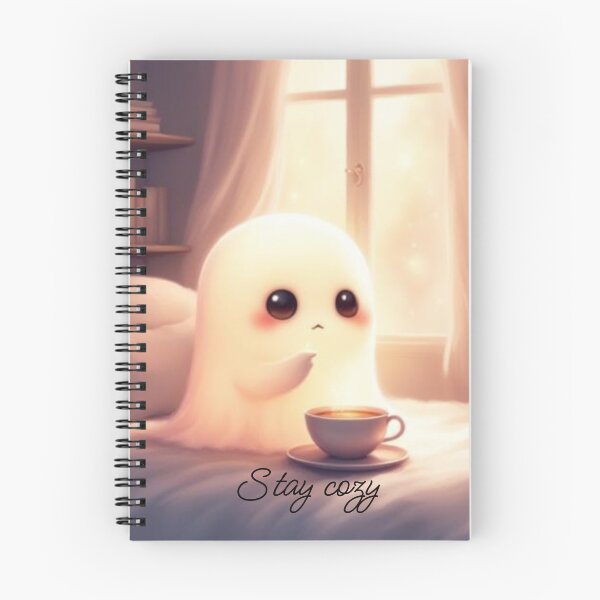 Item preview, Stay Cozy Cute Ghost Drinking Tea Autumn Aesthetic Graphic designed and sold by TheFrameVault.