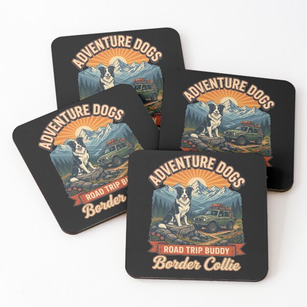 Item preview, Adventure Dogs – Road Trip Buddy | Border Collie Vintage Off-Road Camping designed and sold by No Excuses Supply.