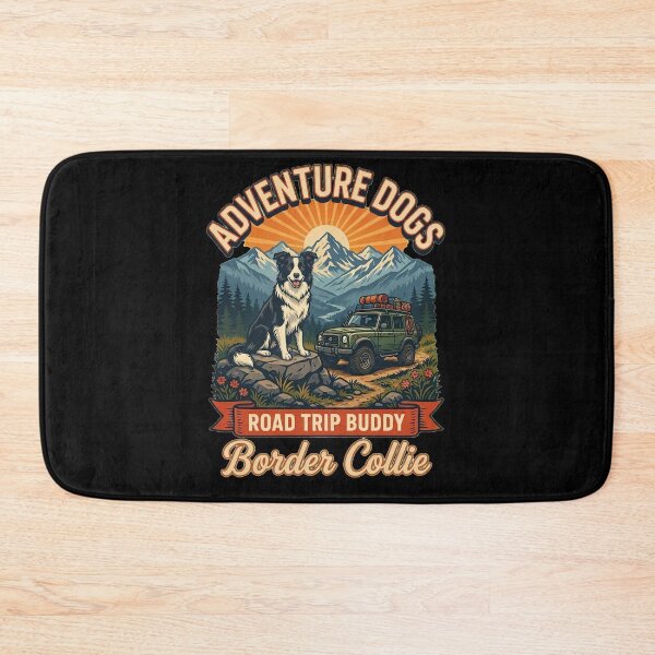 Item preview, Adventure Dogs – Road Trip Buddy | Border Collie Vintage Off-Road Camping designed and sold by No Excuses Supply.