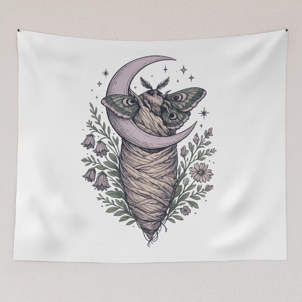 Item preview, Pastel Goth Moth Crescent Moon Botanical Illustration Dark Academia Art designed and sold by irfanshikh.