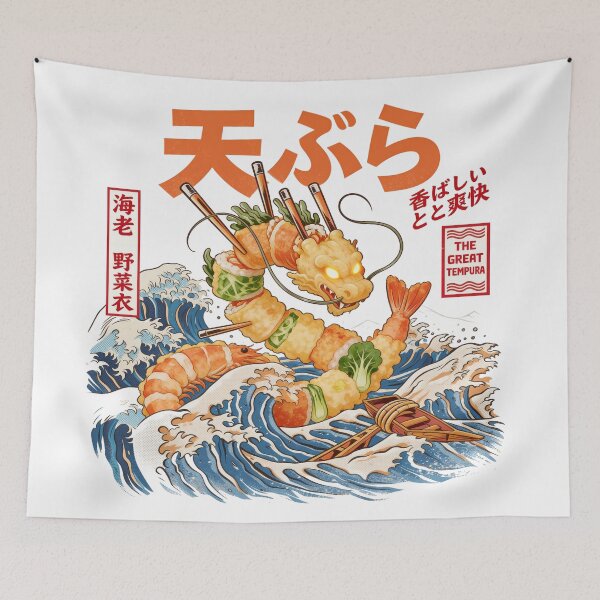Item preview, Tempura Dragon Ocean Wave Art designed and sold by landscapehaven.