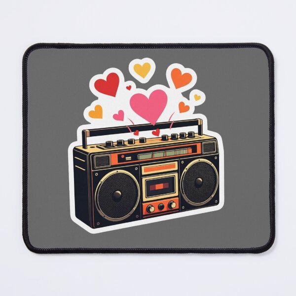 Item preview, Vintage Gold Boombox Sticker with Warm Sunset Heart Cluster designed and sold by GeekStickerLab.