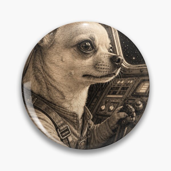 Item preview, Chihuahua Space Pilot, Hyperrealistic Sepia Retro-Futuristic Dog Art designed and sold by Jandedan.