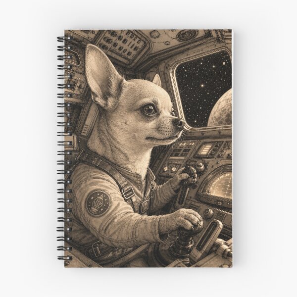 Item preview, Chihuahua Space Pilot, Hyperrealistic Sepia Retro-Futuristic Dog Art designed and sold by Jandedan.