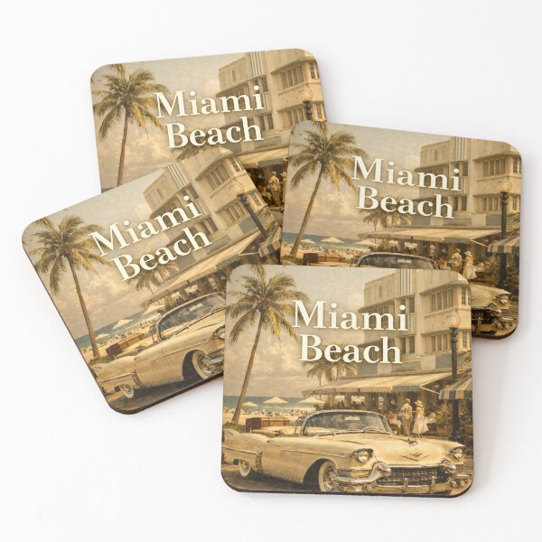 Item preview, Vintage Miami Beach Cadillac Convertible Art Print designed and sold by Ve & Co.