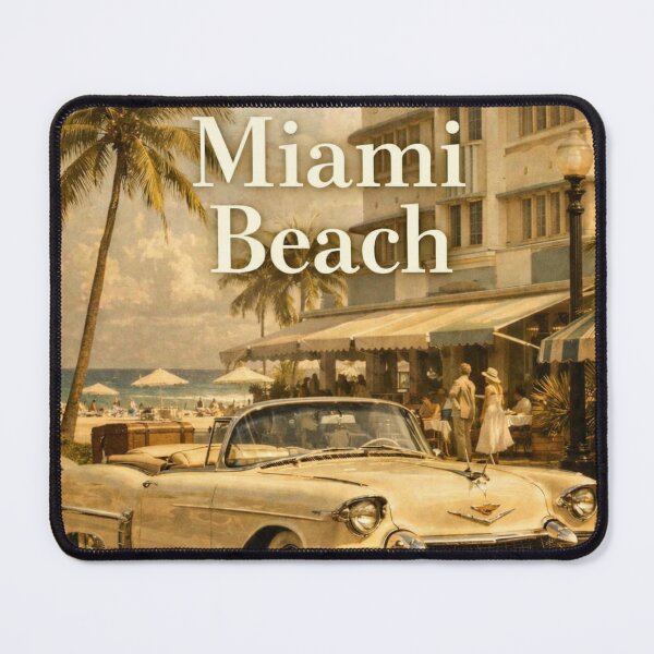 Item preview, Vintage Miami Beach Cadillac Convertible Art Print designed and sold by Ve & Co.