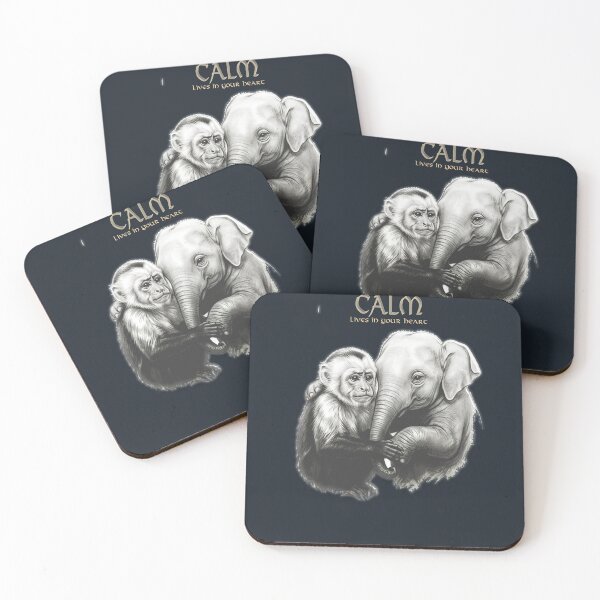 Item preview,  calm emotional art monkey and elephant designed and sold by  Mudikeys.