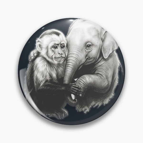 Item preview,  calm emotional art monkey and elephant designed and sold by  Mudikeys.