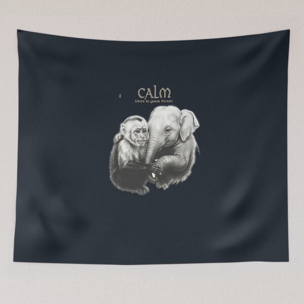 Item preview,  calm emotional art monkey and elephant designed and sold by  Mudikeys.
