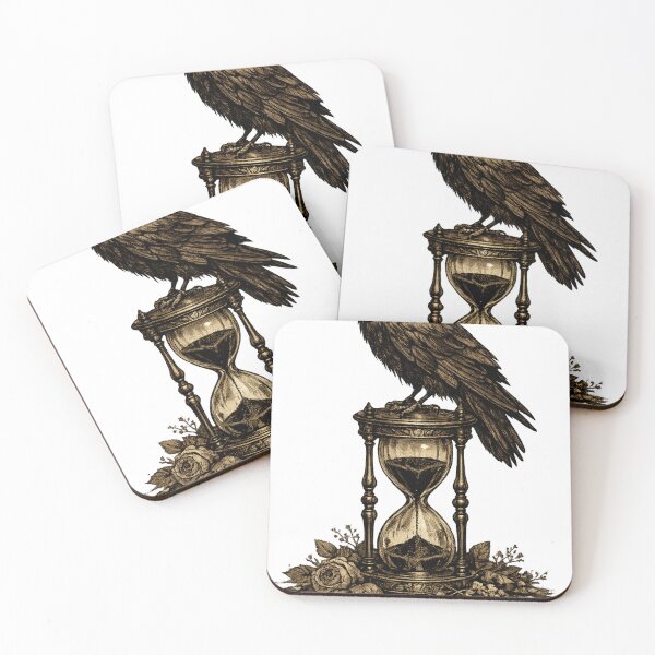 Item preview, Gothic Raven Hourglass Death Time Witchy Dark Cottagecore Design designed and sold by irfanshikh.