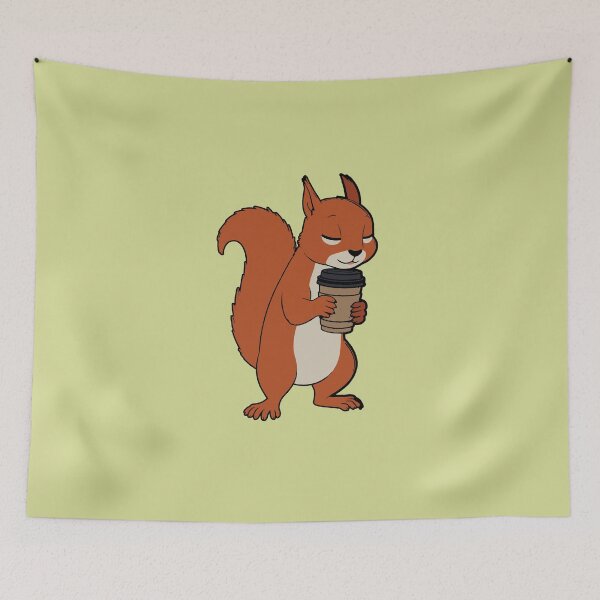 Item preview, Coffee-Addicted Squirrel | Squirrel with Kawaii Coffee Cup designed and sold by AstronautMerch.