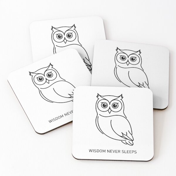 Item preview, Minimalist Owl Wisdom Never Sleeps Line Art designed and sold by Orviona.
